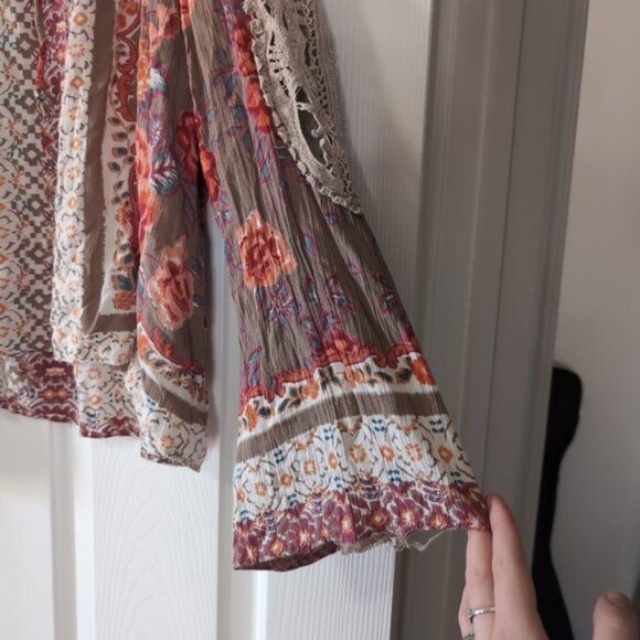 Angie Western Country Whimsical Fairy Boho Cold Shoulder Festival Hippie Top S - Picture 3 of 7